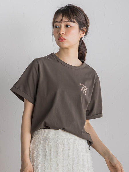 ロゴブローチ風Tシャツ≪手洗い可能≫