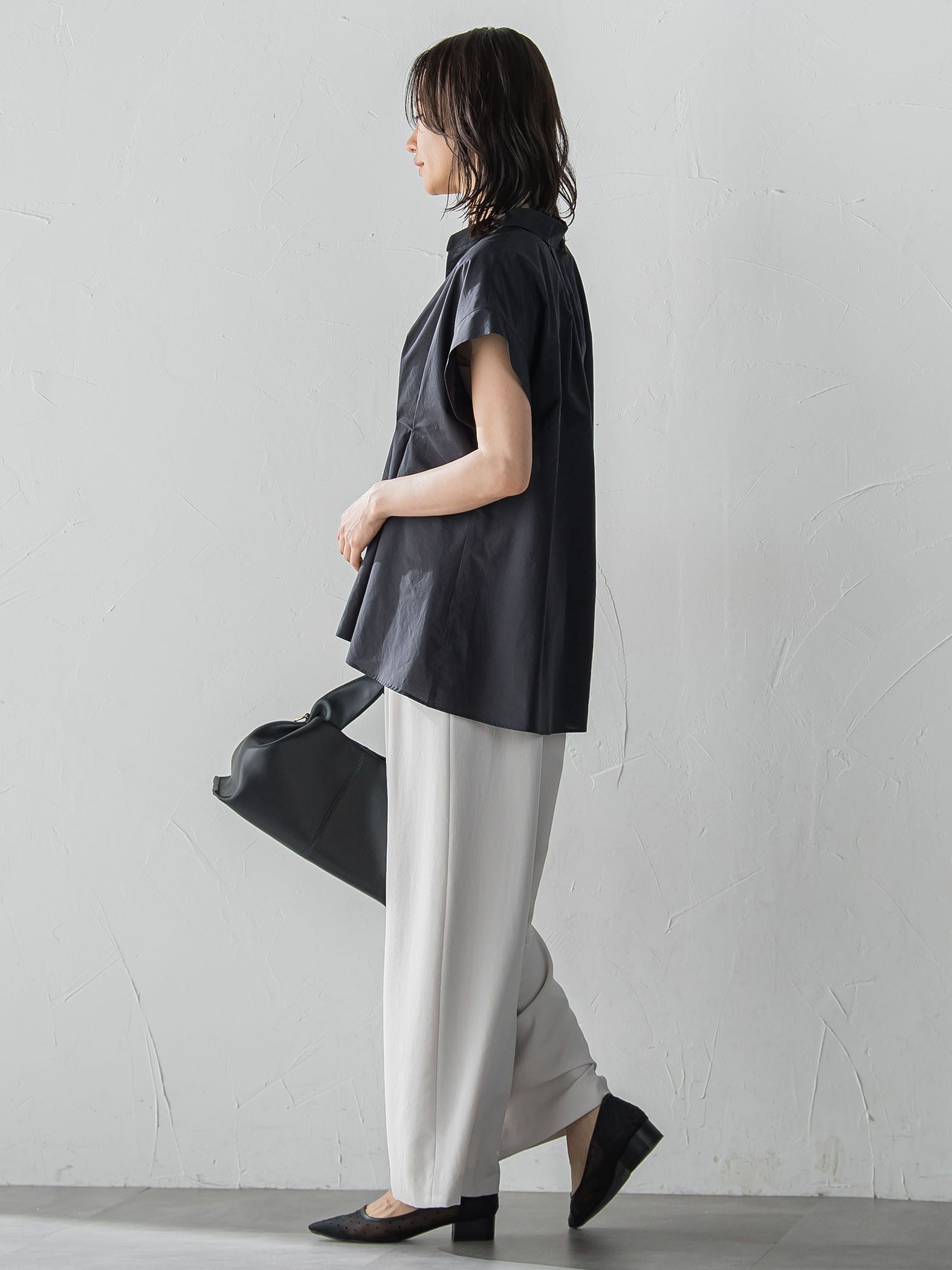 タイプライターペプラムブラウス≪洗濯機で洗える≫