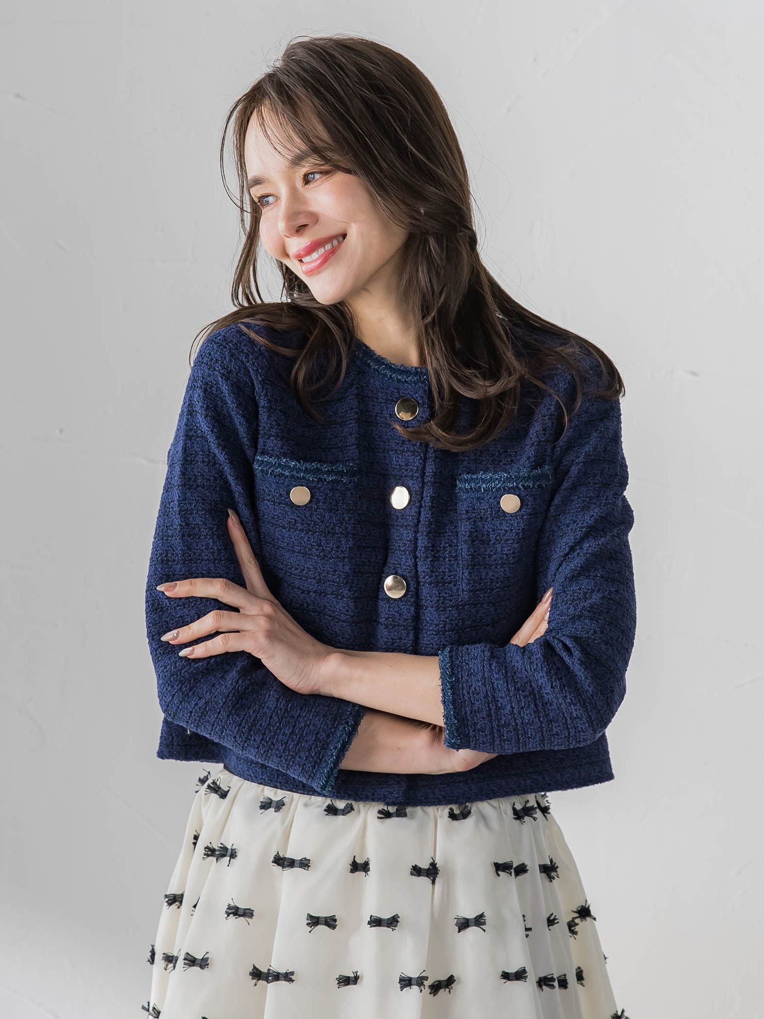 ツイードニットカーディガン