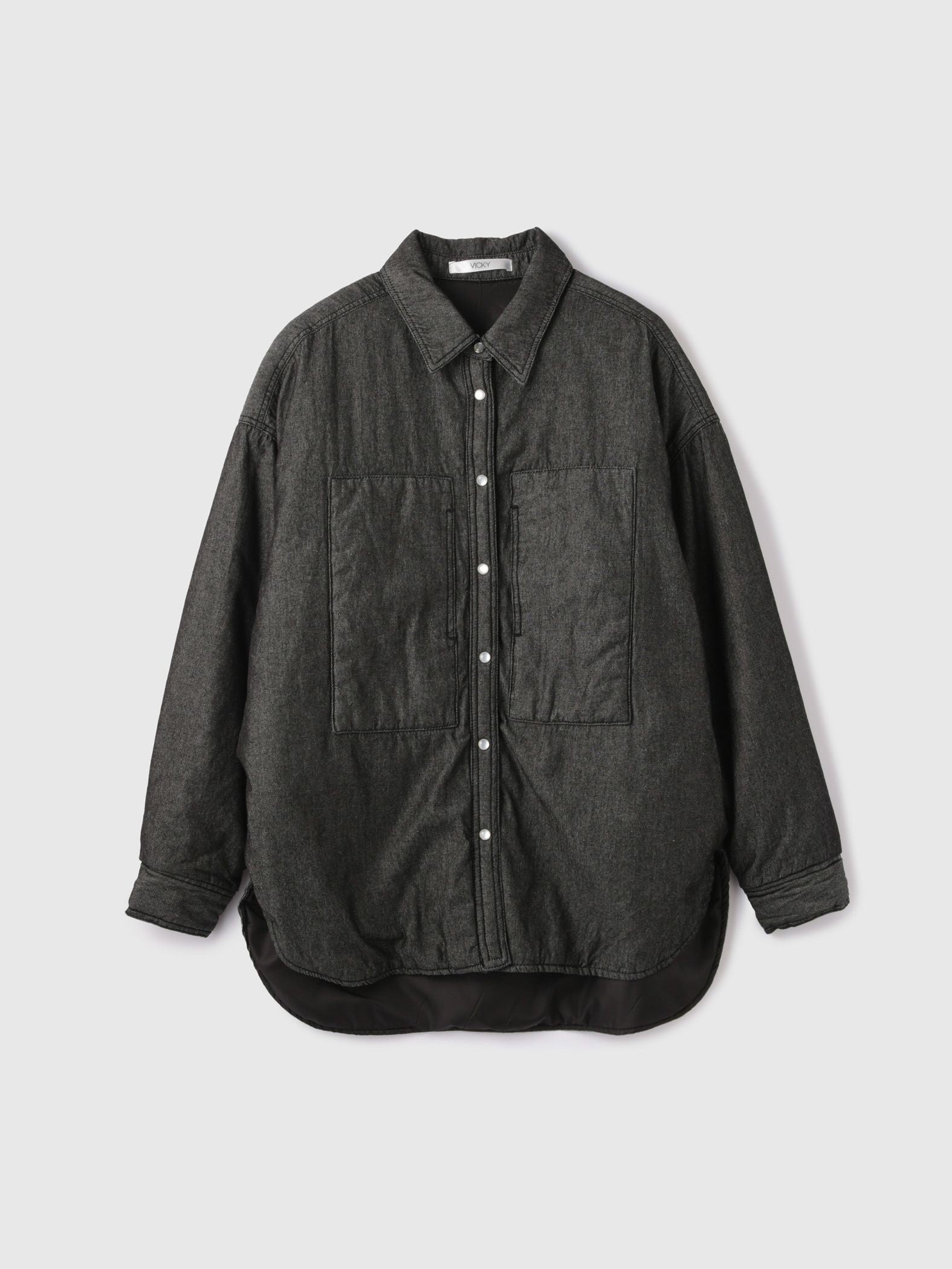 パデッドデニムビッグシャツ≪洗濯機で洗える≫