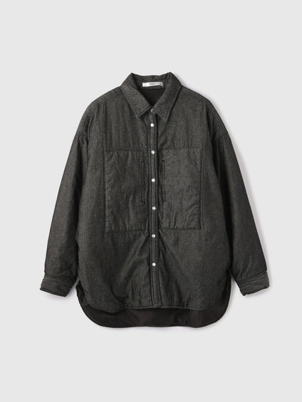 パデッドデニムビッグシャツ≪洗濯機で洗える≫