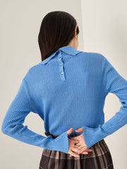 調温バックボタンハイネックニット≪手洗い可能≫