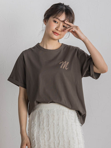 ロゴブローチ風Tシャツ≪手洗い可能≫