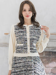 CLARENSONミックスツイードカーディガン