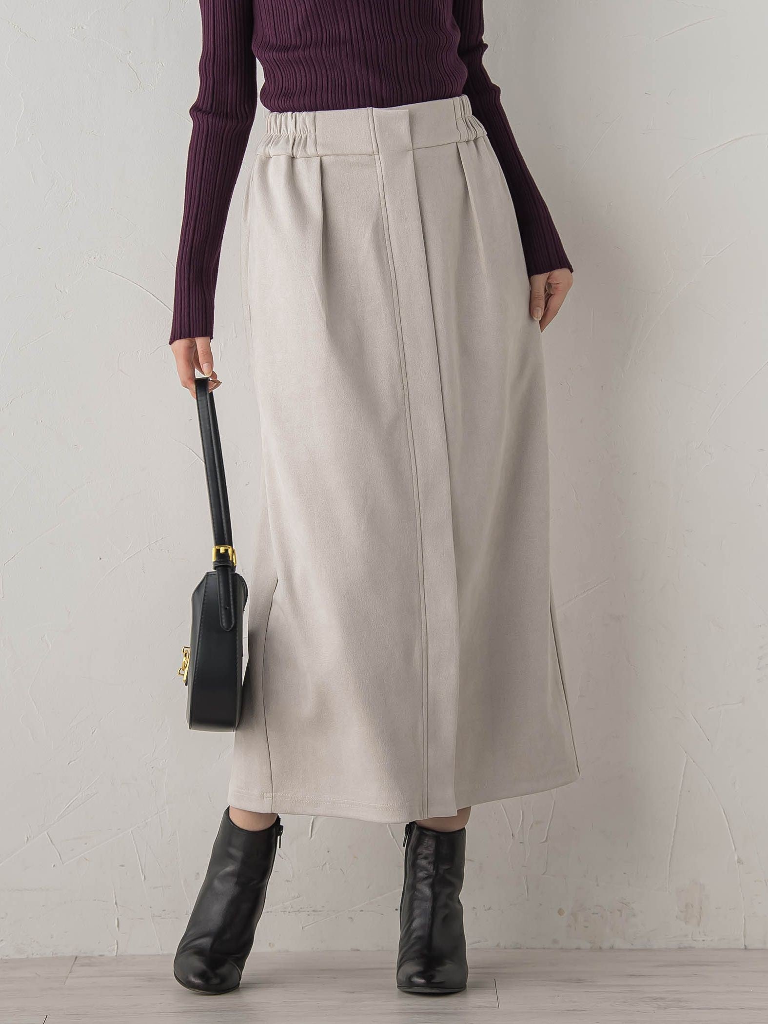 スエードフロント切替えナロースカート≪手洗い可能≫