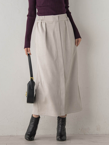 スエードフロント切替えナロースカート≪手洗い可能≫