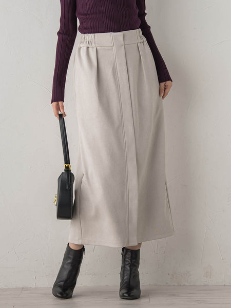 スエードフロント切替えナロースカート≪手洗い可能≫