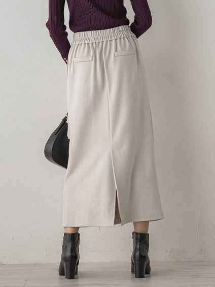 スエードフロント切替えナロースカート≪手洗い可能≫