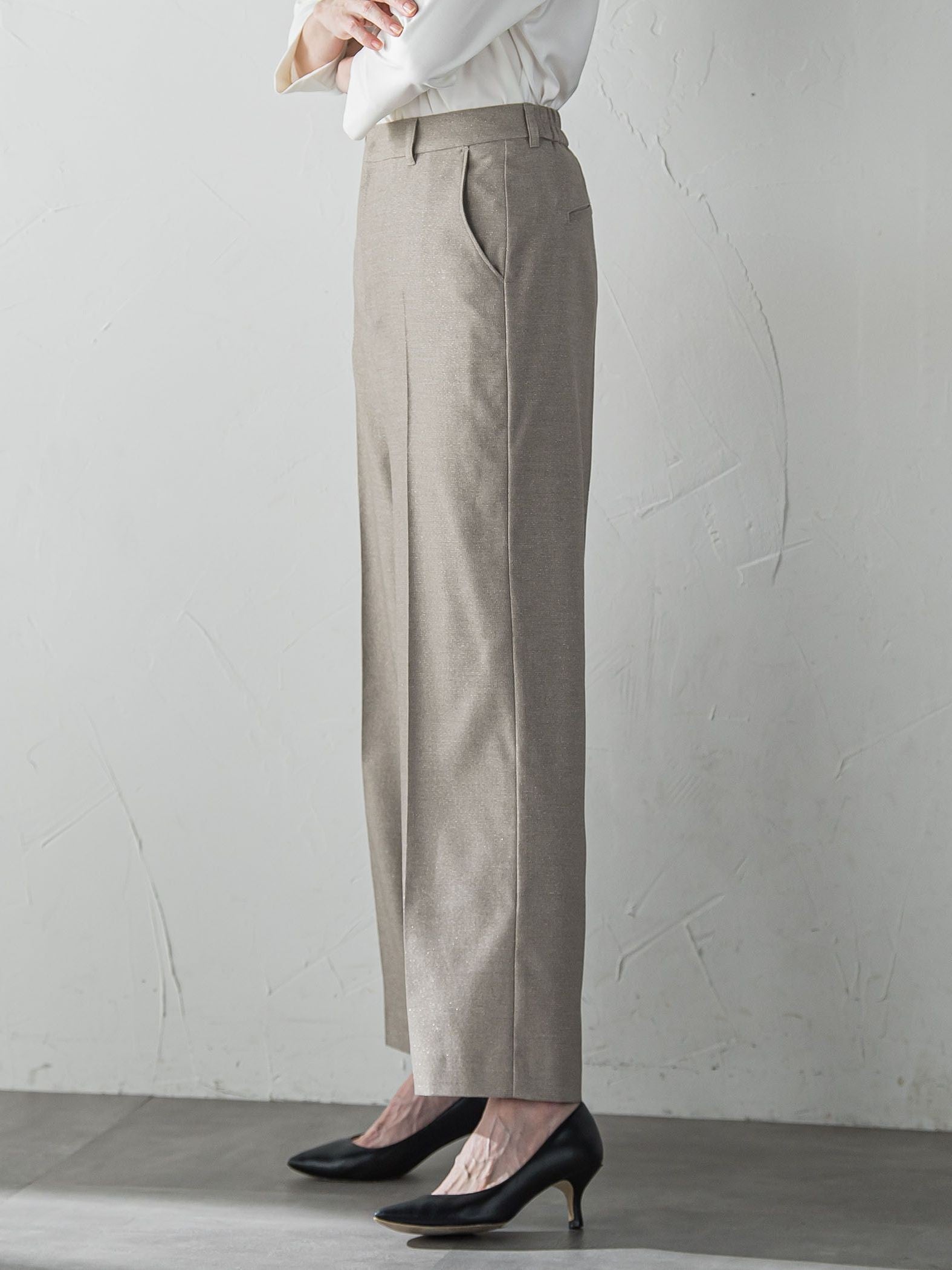 煌めきストレッチワイドパンツ≪洗濯機で洗える≫