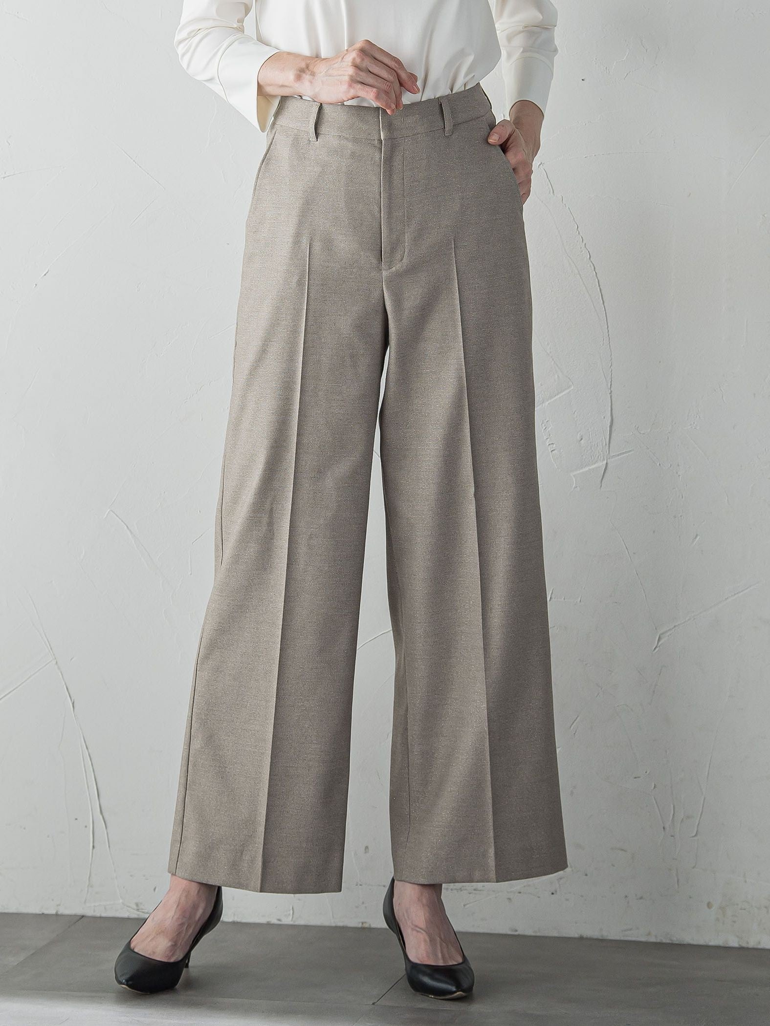 煌めきストレッチワイドパンツ≪洗濯機で洗える≫