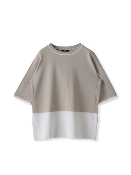 【大きいサイズ】Tシャツ風ニットプルオーバー≪手洗い可能≫