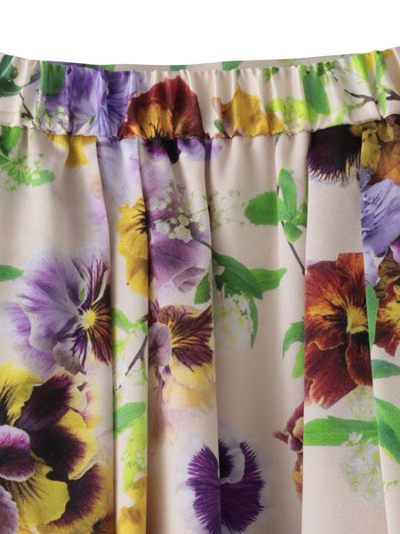 【KEITA KAWASAKI × Viaggio Bluコラボ】パンジープリントスカート