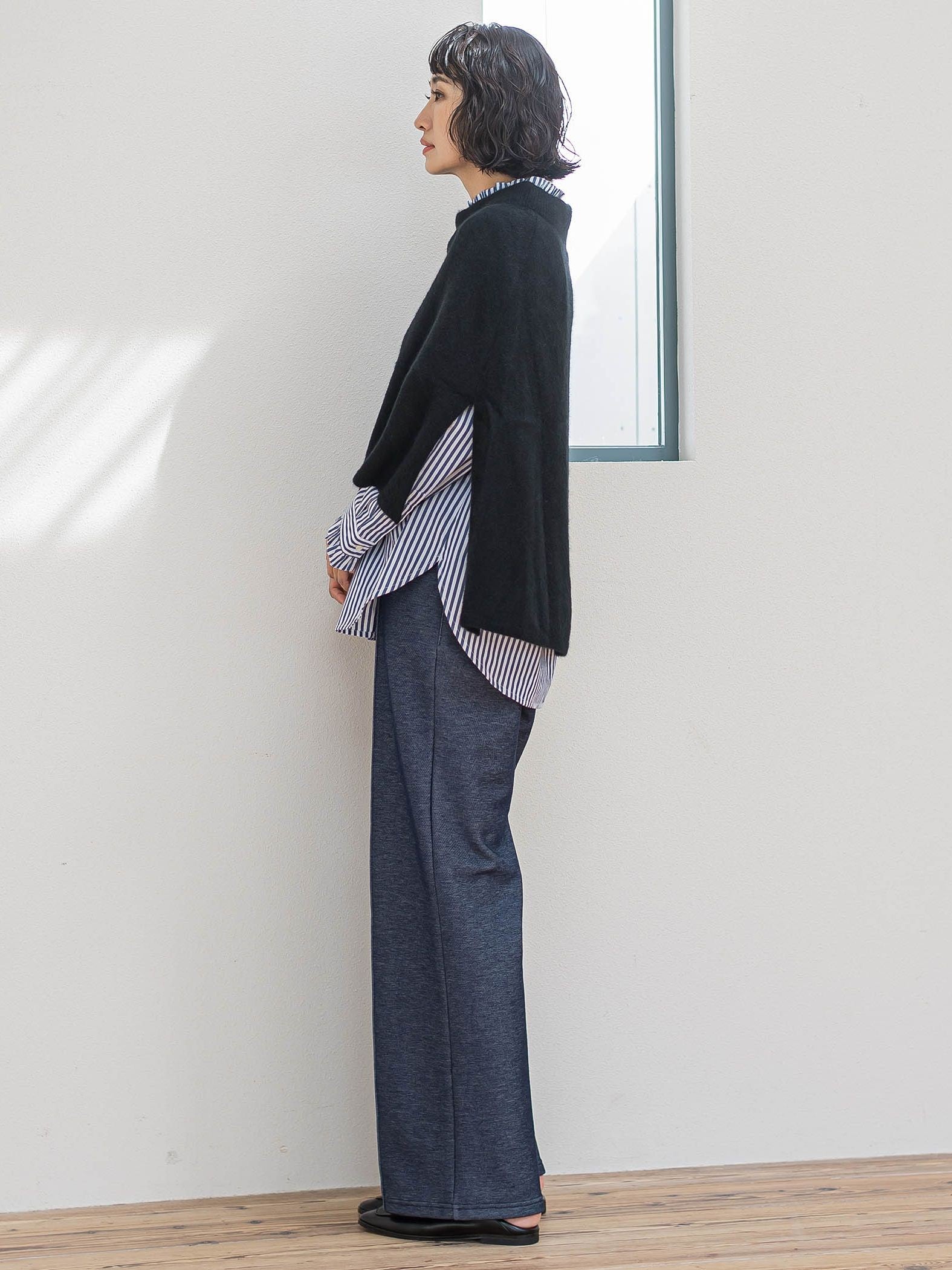 【WEB限定/新色追加】”楽暖”裏起毛ワイドパンツ≪洗濯機で洗える≫