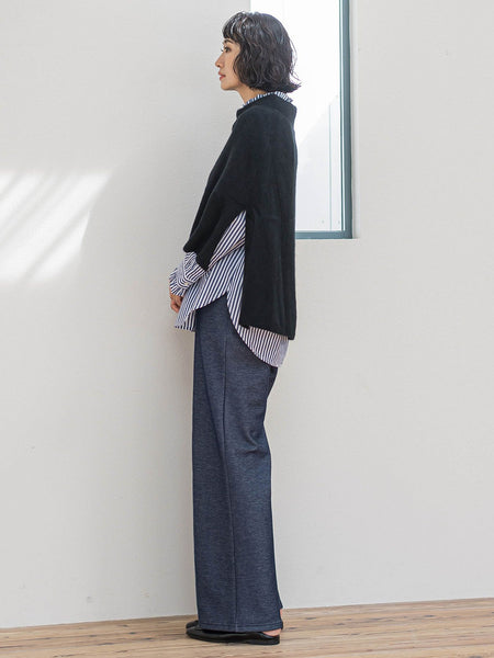 【WEB限定/新色追加】”楽暖”裏起毛ワイドパンツ≪洗濯機で洗える≫