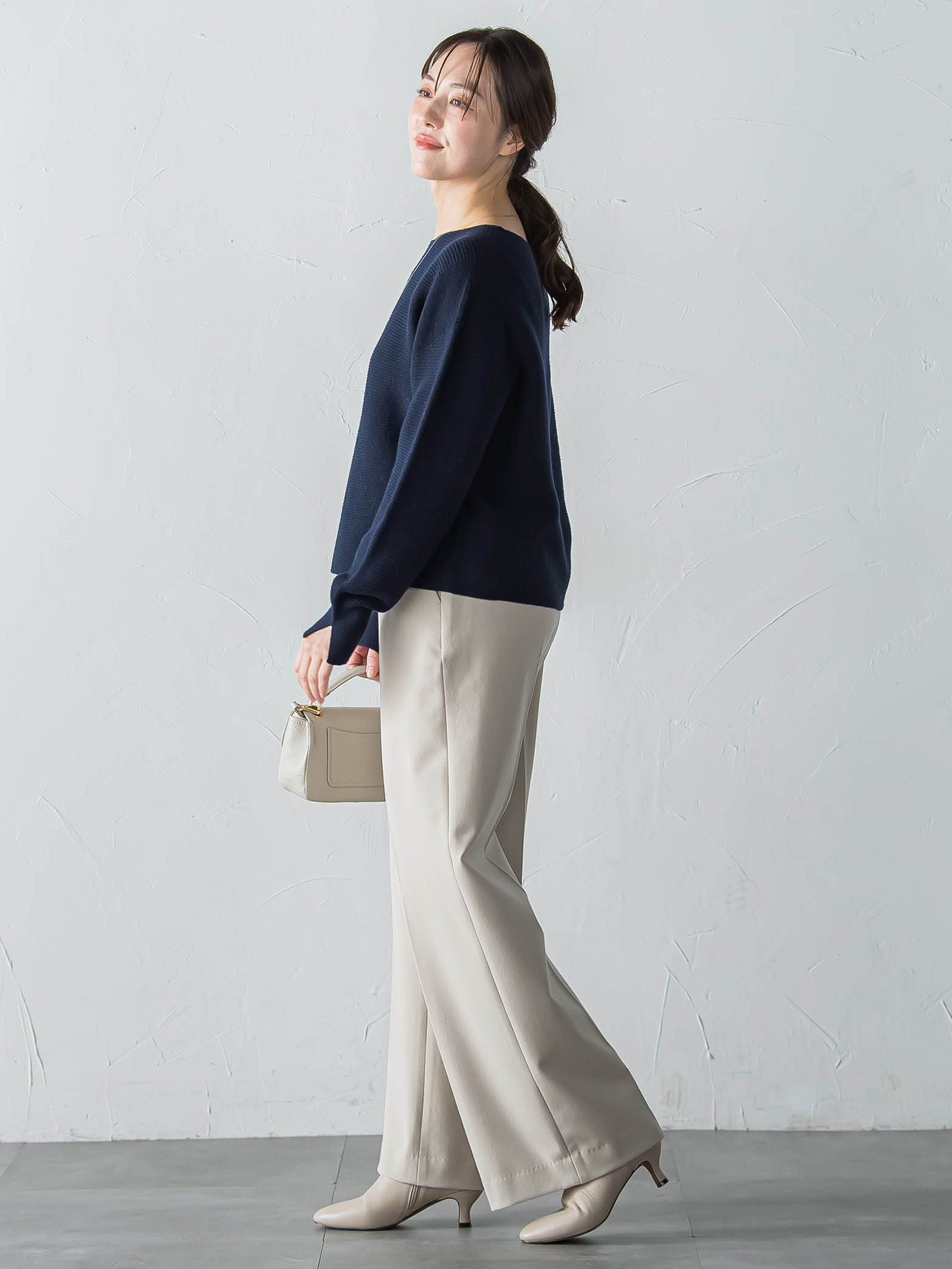 両面起毛ドロストワイドパンツ