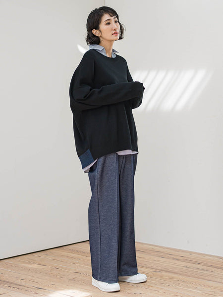 【WEB限定/新色追加】”楽暖”裏起毛ワイドパンツ≪洗濯機で洗える≫