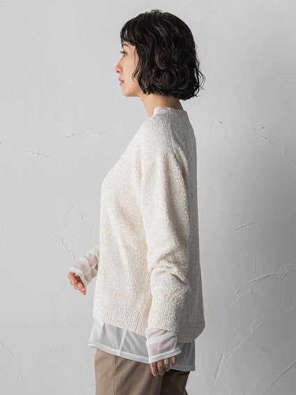 ツヤモールVネックニット