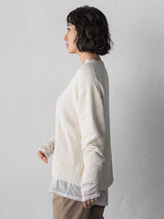 ツヤモールVネックニット