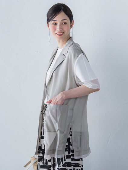 【WEB限定】フィブリルタフタロングジレ ≪手洗い可能≫