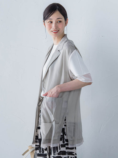 【WEB限定】フィブリルタフタロングジレ ≪手洗い可能≫