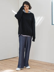 【WEB限定/新色追加】”楽暖”裏起毛ワイドパンツ≪洗濯機で洗える≫