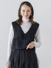 【WEB限定】フェザーラメニットベスト