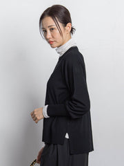 【WEB限定】吸湿発熱スムースストレッチタートルカットソー