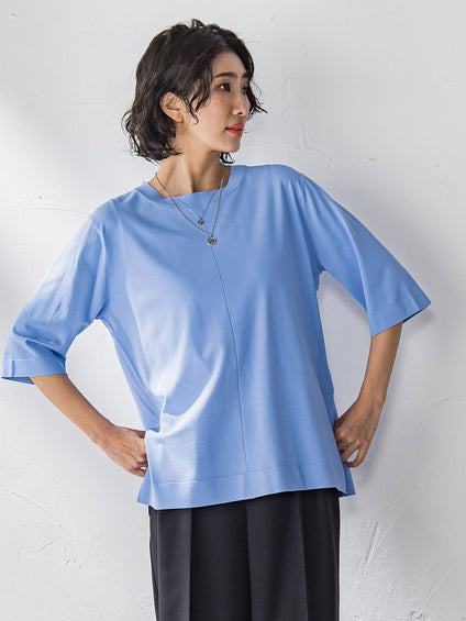 Tシャツ風ニットプルオーバー≪手洗い可能≫