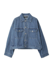 カラーデニムボクシーフィットブルゾン≪洗濯機で洗える≫