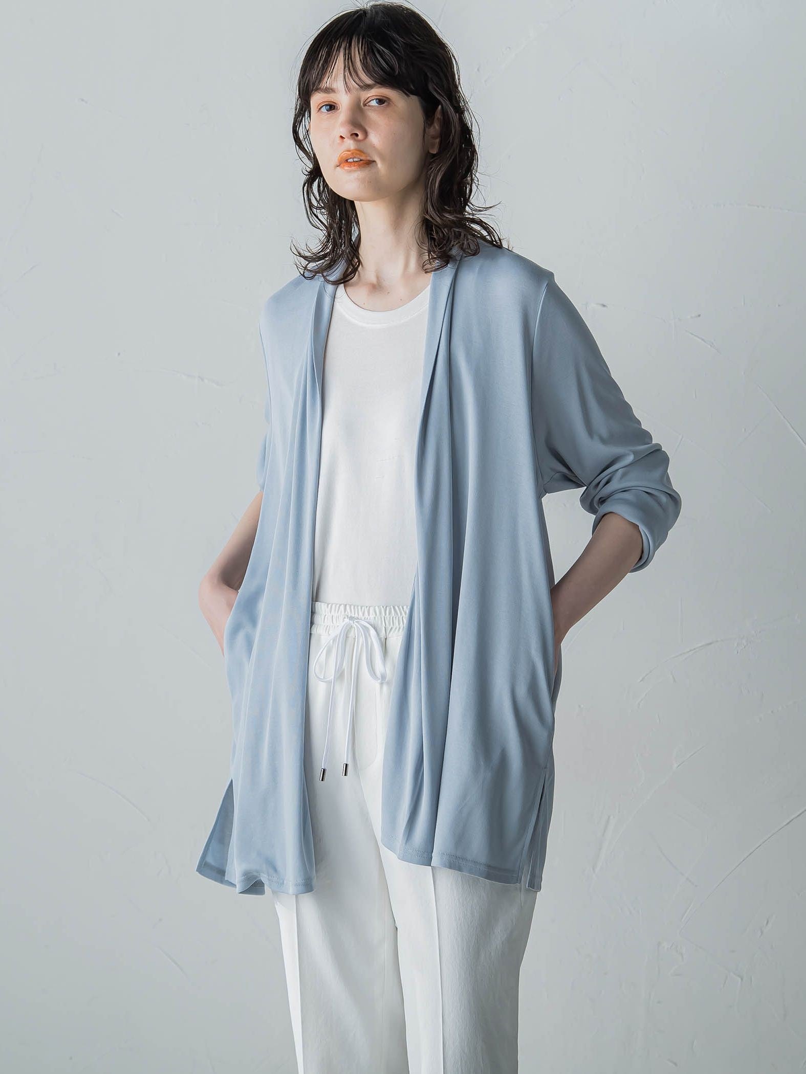 【大きいサイズ】シルク混カットカーディガン≪手洗い可能≫