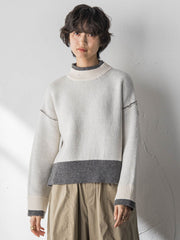 【WEB限定】ハイネック配色ニット≪手洗い可能≫