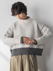 【WEB限定】ハイネック配色ニット≪手洗い可能≫