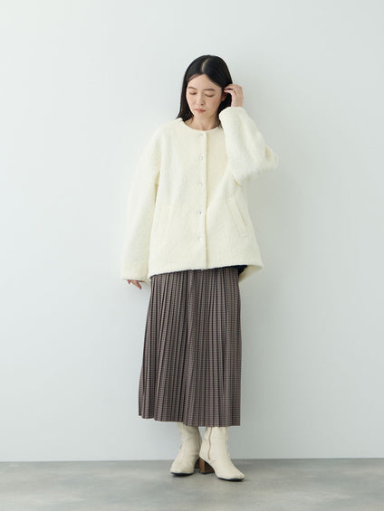 ニットプリーツチェックリバーシブルスカート