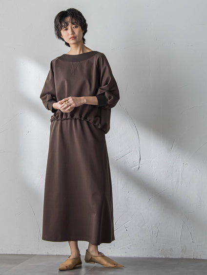 ボートネックドロストヘムスカートセットアップ