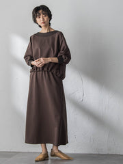 ボートネックドロストヘムスカートセットアップ