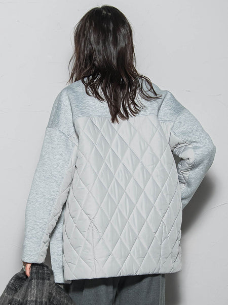 モスダンボール×中綿キルティングノーカラーコート≪手洗い可能≫