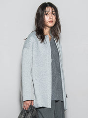 モスダンボール×中綿キルティングノーカラーコート≪手洗い可能≫