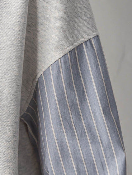 ストライプスリーブハーフジッププルオーバー≪手洗い可能≫