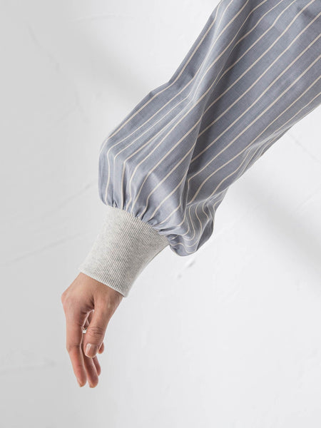 ストライプスリーブハーフジッププルオーバー≪手洗い可能≫