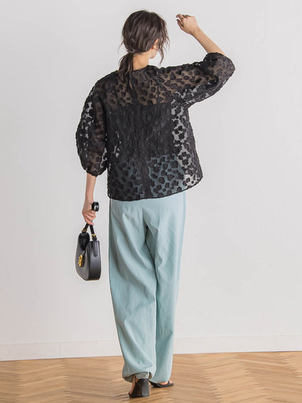 Flower Jacquardブラウス≪洗濯機で洗える≫
