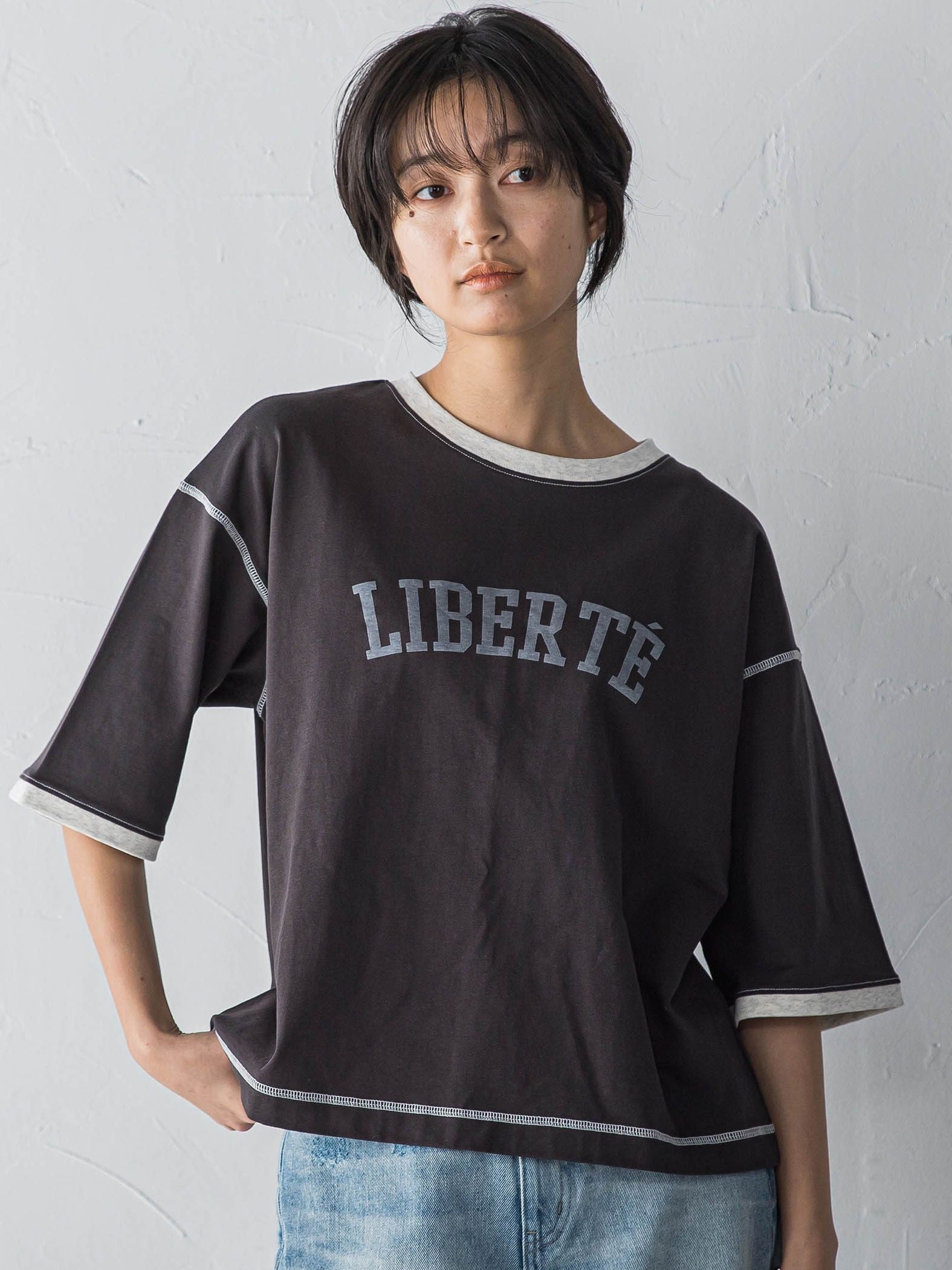 バイカラーパイピングロゴTシャツ≪手洗い可能≫