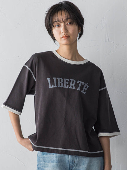 バイカラーパイピングロゴTシャツ≪手洗い可能≫