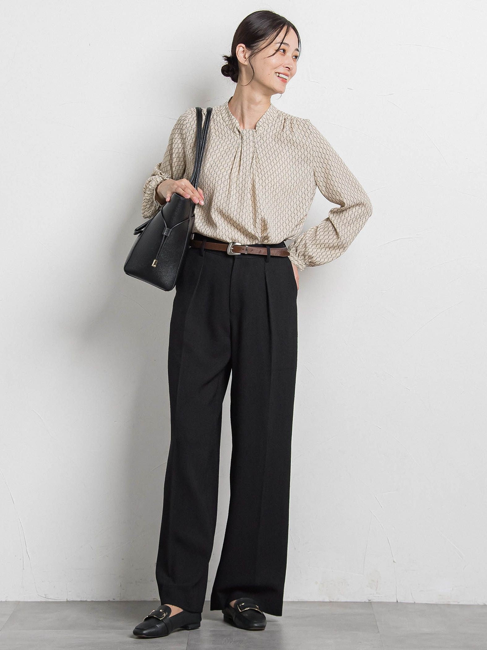 【WEB限定】バックサテン小紋プリントブラウス