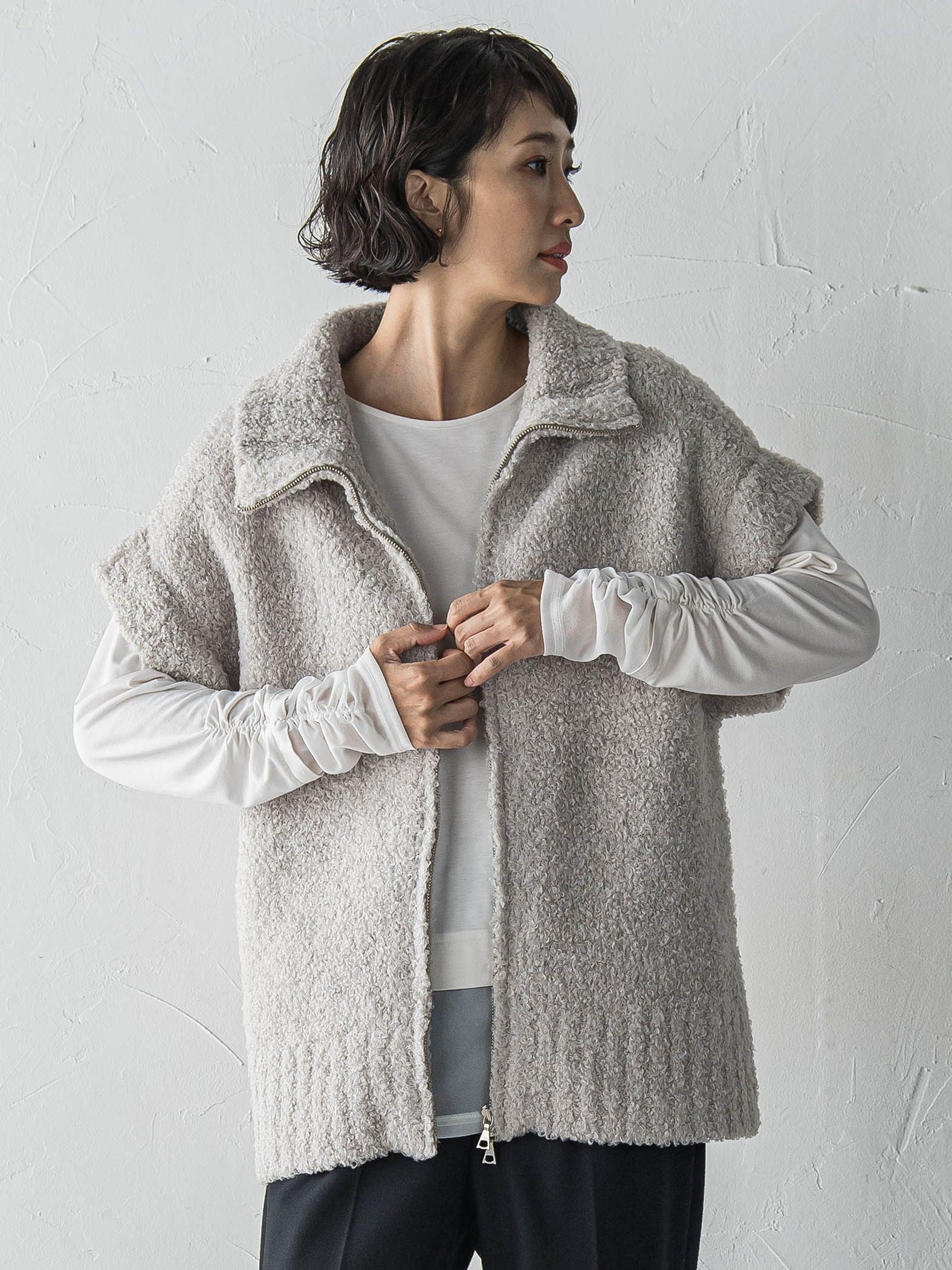 カーリングヤーンジップジレ≪手洗い可能≫