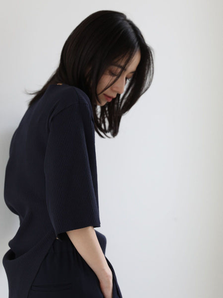 Side slit rib T【日本製】≪手洗い可能≫