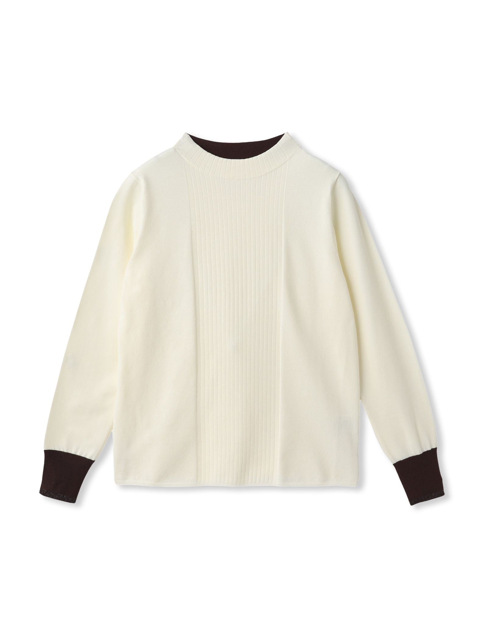 ボトルネック配色ニットプルオーバー≪手洗い可能≫