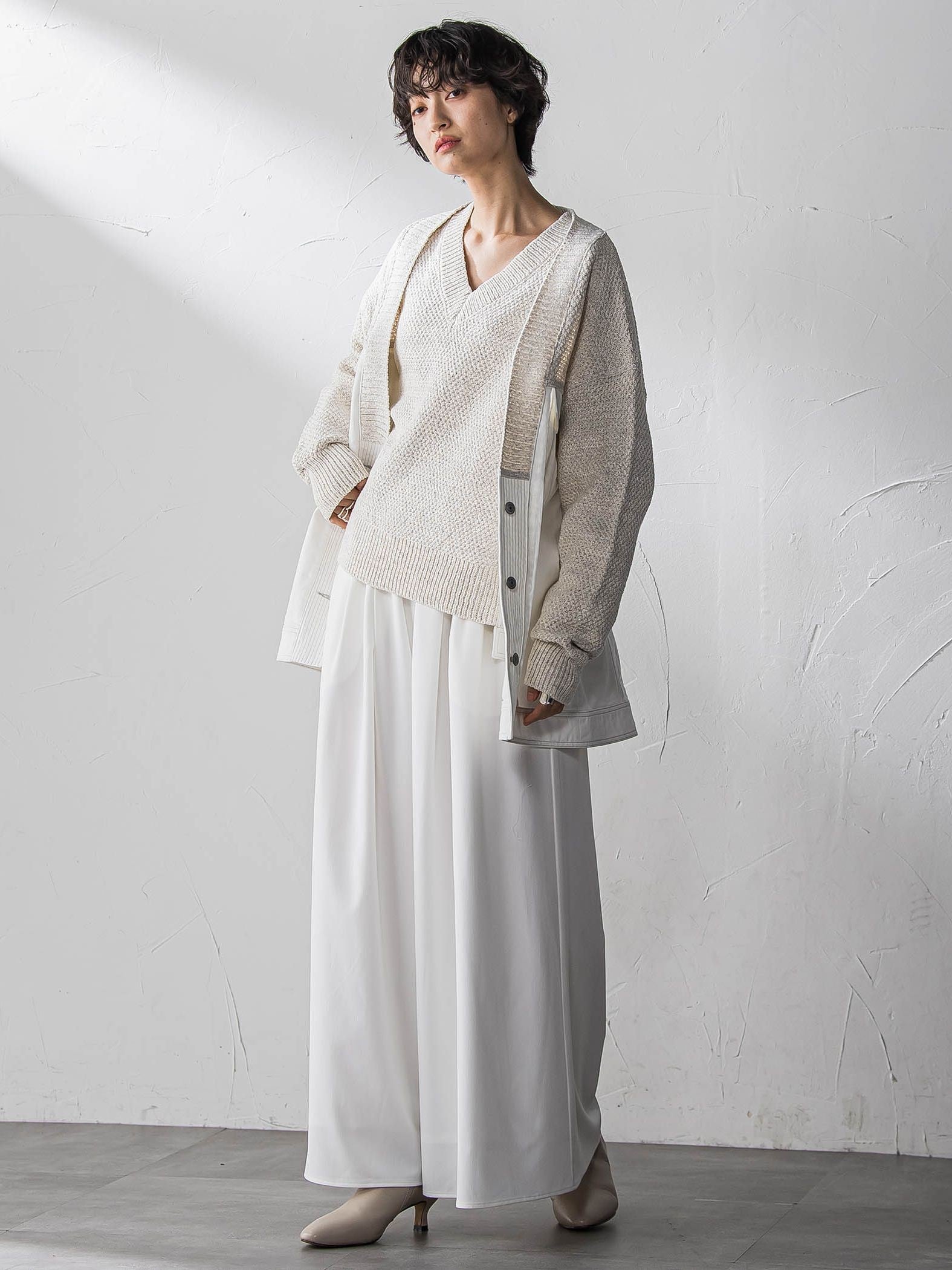 デニムドッキングニットカーディガン≪洗濯機で洗える≫