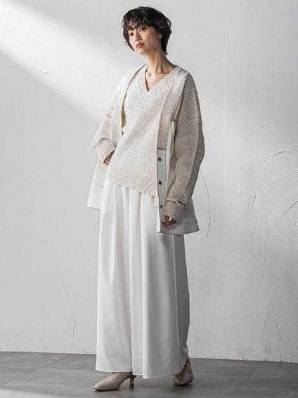 デニムドッキングニットカーディガン≪洗濯機で洗える≫