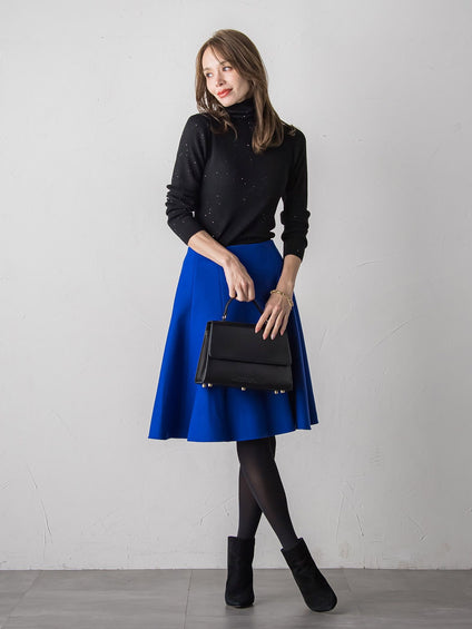 【新色追加】スパンコールリブタートルニット