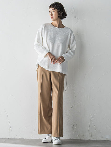 【WEB限定】”ウエストゴムで快適”ワイドパンツ≪洗濯機で洗える≫